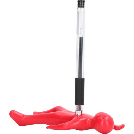 Portalápices rojo con forma de persona – Organizador de escritorio decorativo y divertido – Plástico resistente – 7,5 x 12,5 cm – 76 g – 1 unidad (1/5)