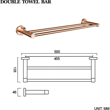 Porte-serviettes double de haute qualité en or rose brossé, crochet pour vêtements, porte-savon, brosse WC, distributeur de papier essuie-tout, accessoires de salle de bain. (1/5)