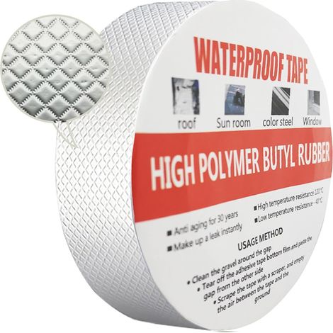 Ruban Adhésif étanche, Version améliorée butyle en aluminium bande d'étanchéité (1mm5cm5m), pour fuite de toit, fissure de surface (1/5)
