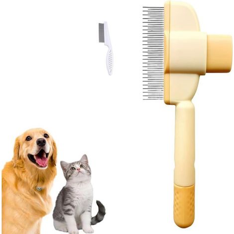 Peigne pour chat SmartBrush, brosse anti-poils morts SmartBrush 2025 – peigne anti-puces doux, efficace et autonettoyant (Jaune) (1/5)