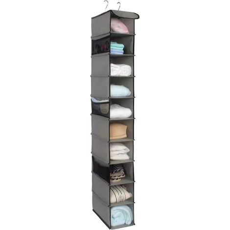 Lntyq Organiseur de placard suspendu et support de rangement pour chaussures avec 6 poches latérales en filet