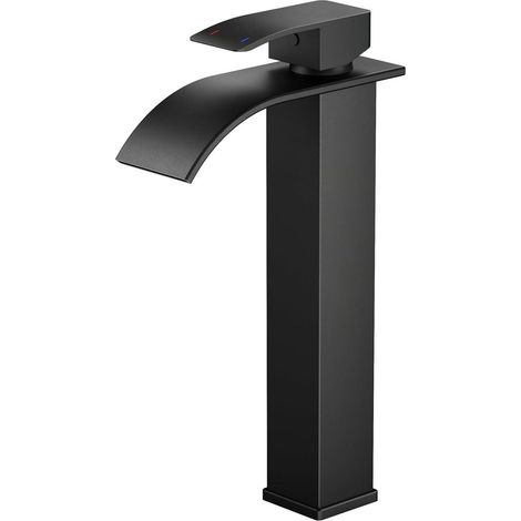 FORIOUS Schwarz Wasserfall Waschtischarmatur Einhandmischer 220mm Mattoreferrer (1/5)