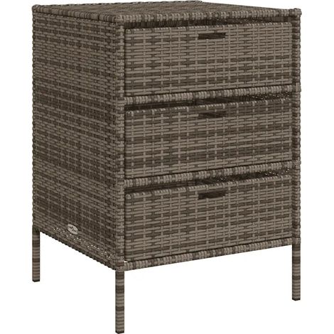 Pratico mobiletto da giardino con 3 cassetti 55 x 59 x 80 cm design moderno in resina intrecciata grigia 020047426