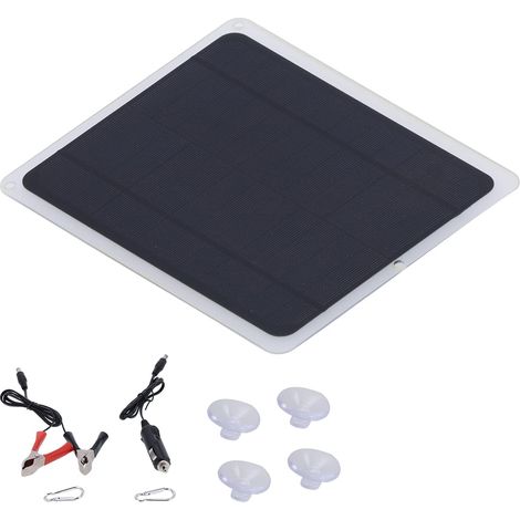 Kit de Panneau Solaire 20W 12V, Chargeur de Batterie de Voiture Solaire Kit de Sauvegarde d'alimentation Portable avec Adaptateur de Clip pour Voiture, Bateau, Automobile, Moto, Camping-Car (1/5)