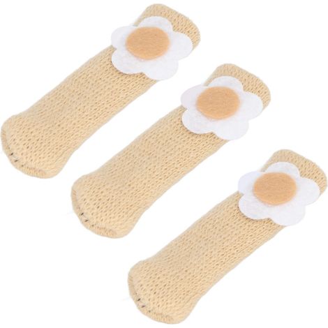 Lot de 25 housses de pieds de meuble tricotées double épaisseur, chaussettes pour chaises et tables, antidérapantes et épaisses, protection silencieuse pour parquet en bois massif (couleur beige à mot (1/5)
