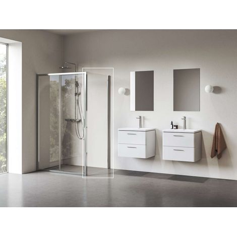 Ravak Blix II - Pared de ducha NBLPS-80, 80x195 cm, cromo/vidrio transparente 9BM40C00Z1 (1/2)