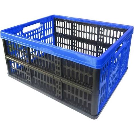 Caja plegable con asas plastico 32 Litros azul-negro (1/4)