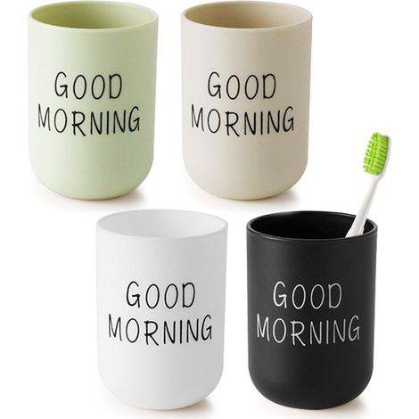 Lot de 4 gobelets pour brosse à dents : gobelet en plastique, tasse de salle de bain, tasse de bain de bouche, gobelet à brosse à dents, tasse de gargarisme portable réutilisable pour voyage camping (1/5)