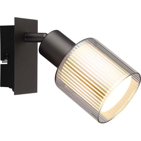 Wandlampe Wandspot Spotleuchte Glas chrom schwarz Schalter Strahler schwenkbar