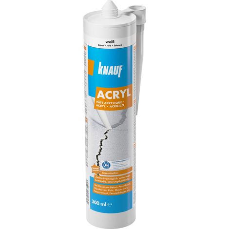 Knauf Pittore acrilico per sigillare giunti di allungamento e connessione: massa ecologica per stuccatura finestre, porte, muratura, intonaco, cemento, cassette per tapparelle, ecc., 300 ml, bianco