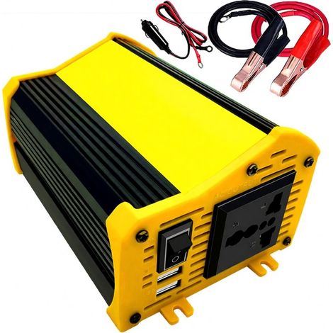 Inversor de corriente para coche, transformador de CC 12 V a CA 110/220 V, inversor de onda sinusoidal modificada de 4000 W, dos puertos USB, pantalla LED. (1/5)