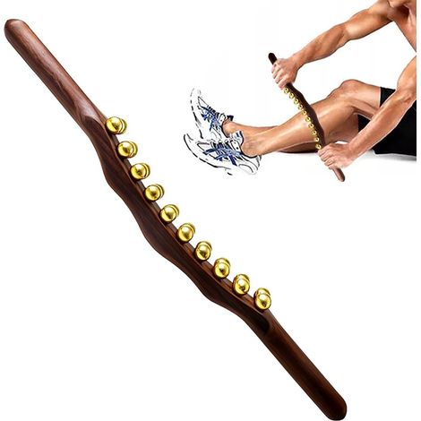 Bâton De Massage Pour Le Dos Double Rangée De 20 Billes Pour Relaxation Bâton Musculaire Pour Les Cuisses, Les Mollets, Les Jambes, Le Corps, Les Épaules, La Nuque Et Le (1/5)