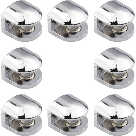 8 Pcs Pince à Verre Pince Support en Alliage de Zinc Fixations Réglable Support pour Tablettes en Verre de 6-8 mm d'épaisseur