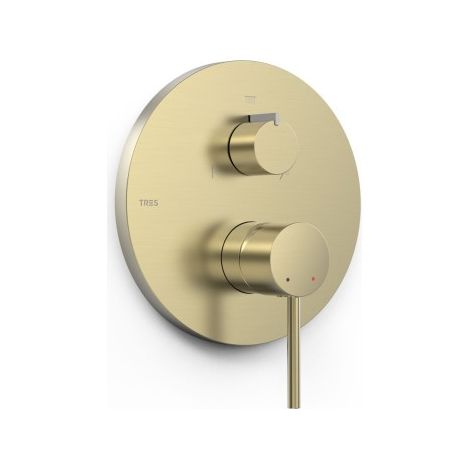 Pièce apparente pour boîtier encastré Rapid‑box 3 voies Study Cava doré - TRES 26227310CA