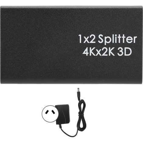 Répartiteur HDMI 4K HD 1 entrée 2 sorties, commutateur vidéo avec amplificateur, double affichage, prise AU 100-240V (1/5)
