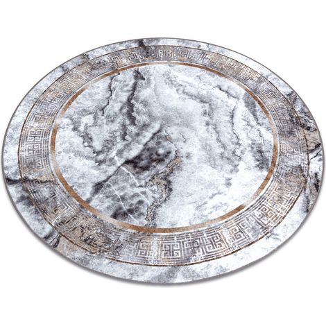 MIRO 51199.805 circle washing carpet Marble, greek anti-slip - grey / gold grey round 80 cm