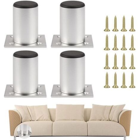 Furniture Legs, 4 Pieces Adjustable Furniture Feet, 60mm Bathroom Furniture Feet, Round Sofa Feet, Aluminum Furniture Feet, Adjustable Height 0-10mm, for Table, Chair, Desk, Wardrobe (1/5)