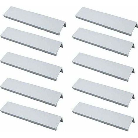 Lot de 10 Poigne Profil Poigne de Meuble Cuisine - Poigne Invisible Poignee de Meuble Bross Poigne Meuble argent en Alliage d\'Aluminium Entraxe 96mm (1/4)