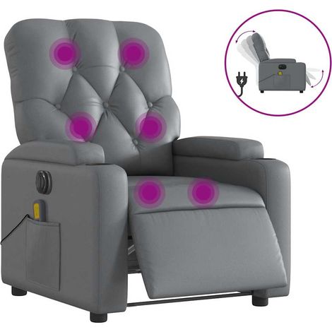 Maison Exclusive - Massagesessel Elektrisch Grau Kunstleder