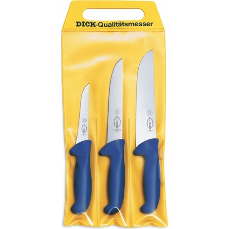F. DICK Küchenmesser Set ErgoGrip 3tlg Ausbeinmesser 13cm+15cm  Blockmesser 21cm