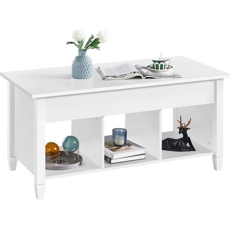 Homevive Mesa de Centro Elevable con Cajón Mesa de Café para Salón de Estilo Moderno Mueble 104,5 x 49,5 x (49-63) cm Blanco Mate (1/5)