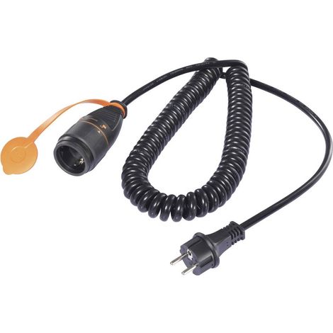 Sygonix SY-6746418 Alimentazione Prolunga Nero, Arancione 5 m H07BQ-F 3G 1,5 mm² Cavo a spirale, bloccabile, resistente (1/5)