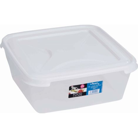 Wham Cuisine 10L Clear & Ice White Large Square Food Box & Lid (1/2)