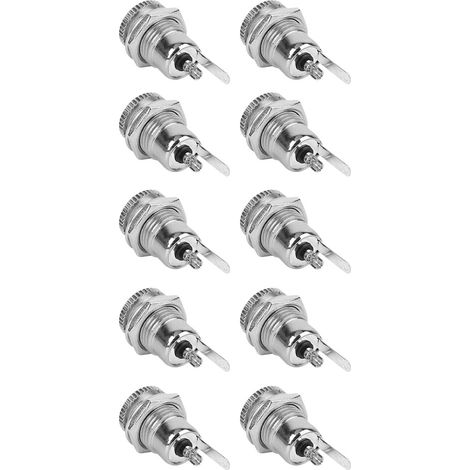 Lot de 10 prises femelles d'alimentation CC avec filetage, connecteur métallique pour montage sur panneau DC099 (1/5)