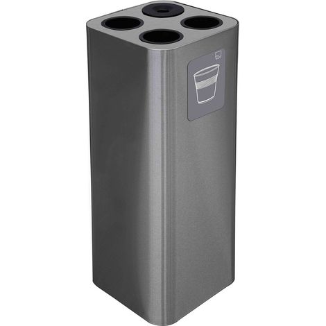 Pattumiera a Bidone da 60 L 30,2x30,2x 82,5 cm 3 Scomparti Tubolari e 1 Vaschetta in Acciaio Inox Satinato