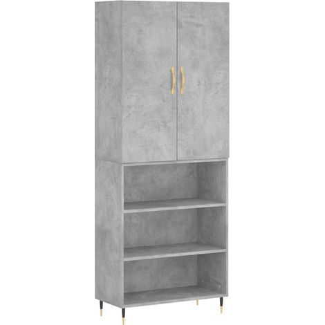Maison Exclusive - Buffet haut Gris béton 69,5x34x180 cm Bois d'ingénierie