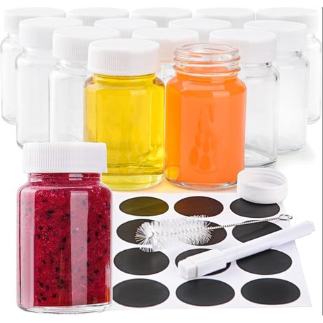 Mini Glass Bottle for Ginger, Small Jar Large Mouth Shot Fruit Juice, Health Pills, Whiskey and Spices (1/5)