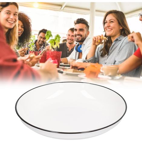 Assiette ronde de 20 cm (8 pouces) en céramique à liseré noir pour 4 steaks (1/5)