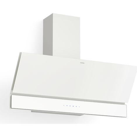 Klarstein Velaire Dunstabzugshaube 90 cm - Kopffreihaube, 820 m³/h Boost, A++ Energieeffizienz, Touch-Bedienung, LED, leise, Aluminium- & Aktivkohlefilter, Abzugshaube Küche 90 cm, Weiß