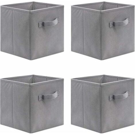 Lot de 4 cubes de rangement pliants,31 x31x31cm Boîtes de Rangement Ouvertes en Textile Non-Tissé, Tiroir en Tissu, pour jouets Vêtements (1/5)