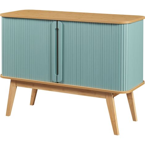 Credenza/cassettiera/mobile contenitore in bambù per soggiorno ingresso o camera da letto 110 x 40 x 80 cm blu naturale 030009046