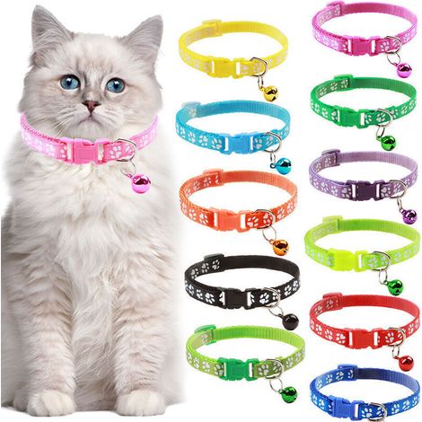 Collier pour chat imprimé léopard, collier réglable pour animal de compagnie avec boucle de sécurité à cloche