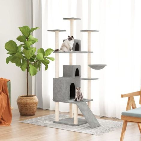 Arbre à chat avec griffes en sisal, gris clair, 175 cm