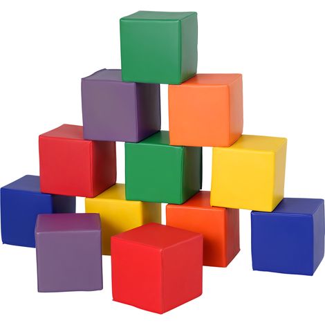 12 TLG. Schaumstoff Bausteine Kinder Softbausteine Riesenbausteine Bauspielzeug für 1-3 Jahre alt Kinder Bausteinset Rot+Gelb