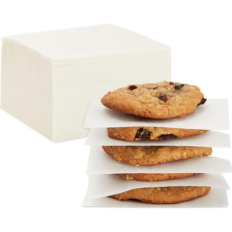JSSEVN - 1000 sheets of parchment paper, 10 x 10 cm, white, pre-cut baking paper for oven and baking (1/5)