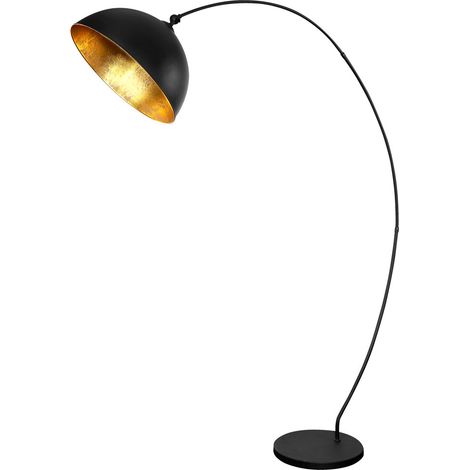 Lampada da terra ad arco nero opaco foglia oro design soggiorno lampada da terra orientabile Globo 58486