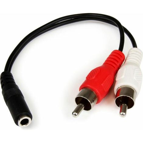 Cable Audio Jack (3,5 mm) a 2 RCA Startech MUFMRCA Negro 0,15 m (1/3)