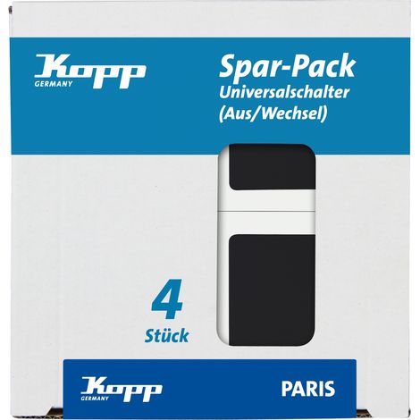 Kopp - PARIS – 4 Universalschalter, Aus-/Wechselschalter, Farbe: schwarz matt - 652650015 (1/2)