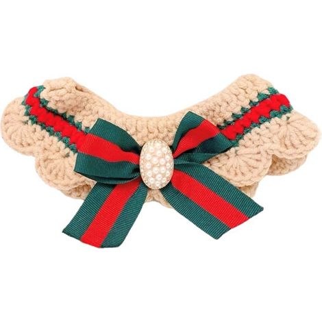Filiyano-Bavoir brodé (nœud rouge et vert) - Petit modèle triangulaire - Vêtements tendance avec bavoirs Scraft ajustables pour animaux de compagnie (1/3)