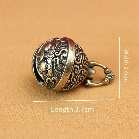 Clochette porte-bonheur en laiton, fabriquée artisanalement, avec bouton de clé ou bouton de voiture, clochette en bronze, pendentif Feng Shui pour la maison. (1/4)