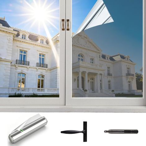 Self-Adhesive Window Film, Sun Protection, Heat Protection, for Indoor or Outdoor Use, Mirror Film, No Residue, Heat Protection, UV Protection Film (1/5)