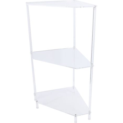 Table d'appoint d'angle triangulaire à 3 niveaux en acrylique, petite table d'appoint d'angle, organisateur de salle de bain, table de chevet résistante à l'eau (1/5)
