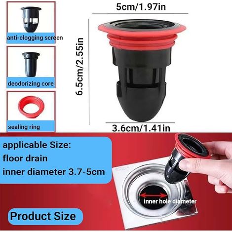 Anti Odor Shower Valve 35-52 mm Anti Odor Shower Drain Stopper Bathroom Floor Shower Hair Anti Clog Anti-Backflow Shower Floor Drain for Kitchens (1/4)