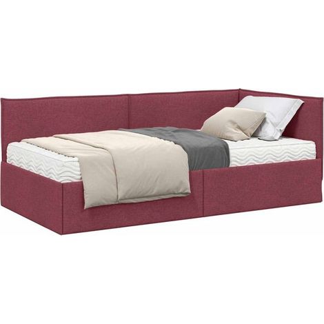 Cadre de lit d'angle avec matelas deux pièces, velours gris (1/5)