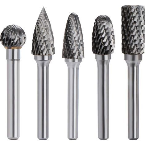 Juego de 5 brocas rotativas de carburo de tungsteno AIDUCHO, doble corte, vástago de 6 mm, cabeza de 10 mm, para taladro/lijadora eléctrica. (1/5)