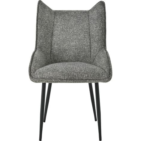 Bon Furni Sedia de pranzo imbottita in tessuto bianco e nero, set da 1